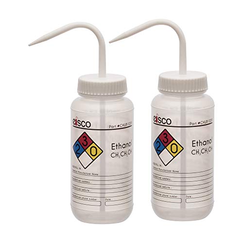 Etanol için 2PK Yıkama Şişesi, 500ml-Renk Kodlu Kimyasal ve Güvenlik Bilgileri ile Etiketlenmiş (4 Renk) - Geniş Ağızlı, Kendinden