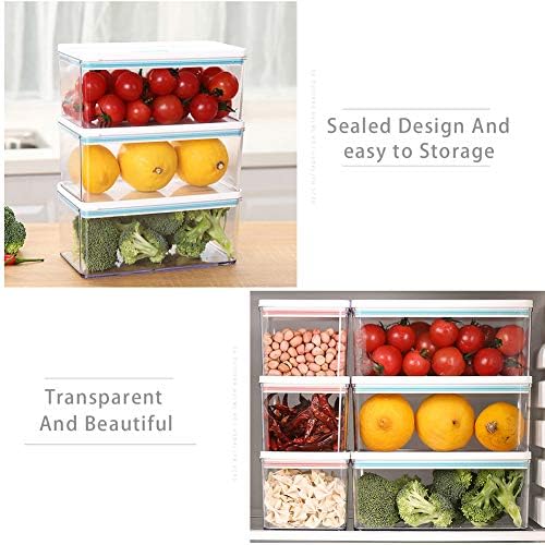 MineSign 6 Paket Plastik İstiflenebilir Gıda Saklama Kapları Havalandırmalı Kapaklı Ve Buzdolabı İçin Drenaj Tepsisi Buzdolabı