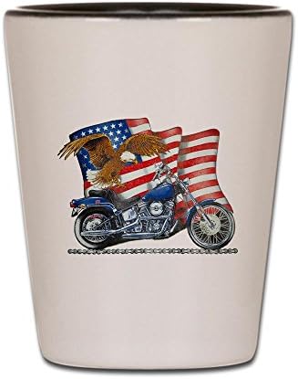 Atış Cam Beyaz ve Siyah Motosiklet Kartal ve ABD Bayrağı