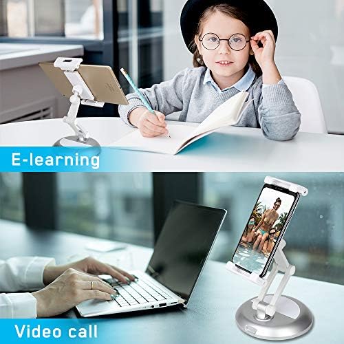 welltop Tablet Standı Ayarlanabilir, Masaüstü Tablet Tutucu, 360° Dönebilen Telefon Kelepçesi Montaj Tutuculu Katlanır Telefon