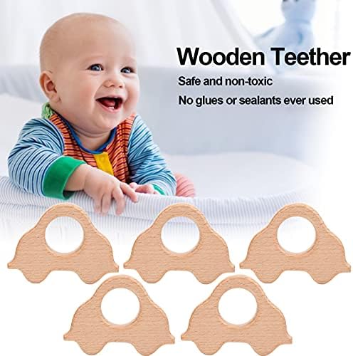 Pssopp 5 PCS Ahşap Diş Kaşıyıcı Oyuncaklar Bebek diş çıkartma oyuncakları Sevimli Hayvan Şekli Bebek Oyuncak ile Delik için DIY