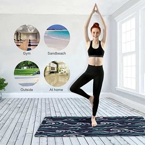 Qılmy Deniz Dalgaları Yoga Mat-Moda Baskı Ince Kaymaz egzersiz ve fitness matı Her Türlü Yoga, Pilates ve Zemin Egzersiz (71