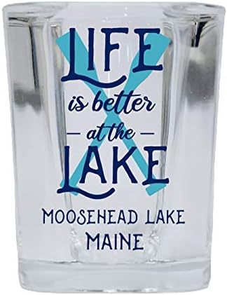 Moosehead Lake Maine Hatıra 2 Ons Kare Taban Likör Shot Cam Kürek Tasarımı