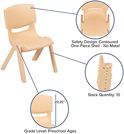 Flaş Mobilya 24W x 48 L Dikdörtgen Doğal Plastik Yüksekliği Ayarlanabilir Aktivite Masa Seti ile 4 Sandalyeler