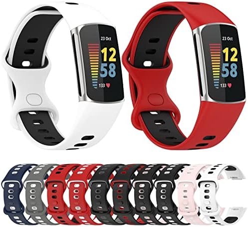 Fitbit Şarj 5 için FFENFEI Band Kayışı, İki Renkli Silikon Kayış Smartwatch Silikon Kayış Spor saat Kayışı Bilezik Yedek Bileklik