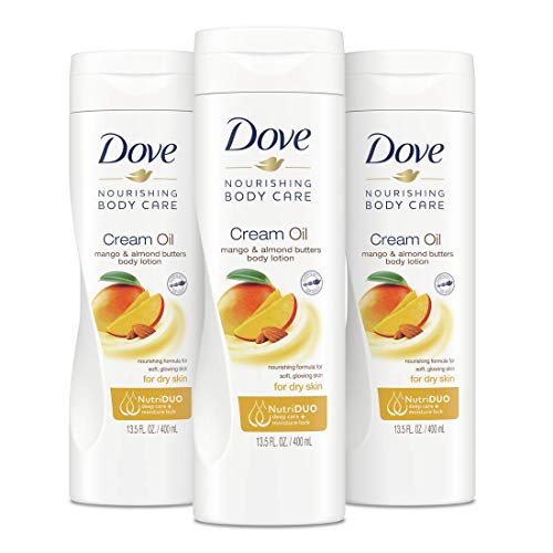 Dove el ve vücut losyonu Kuru Ciltler için Sürtünme Önleyici Mango ve Badem Yağı Yumuşak, Parlak Ciltler için Besleyici Formül