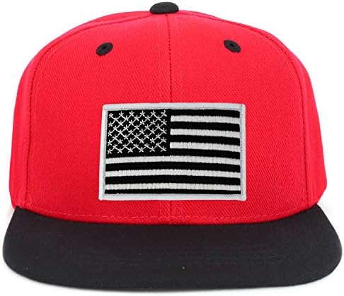 Armycrew Gençlik çocuk Siyah Beyaz Amerikan Bayrağı Yama Düz Bill Snapback 2-Ton beyzbol şapkası
