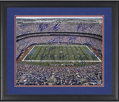 New York Giants Greats Çerçeveli İmzalı 16 x 20 Stadyum Fotoğrafı - 18 İmza - İmzalı NFL Fotoğrafları