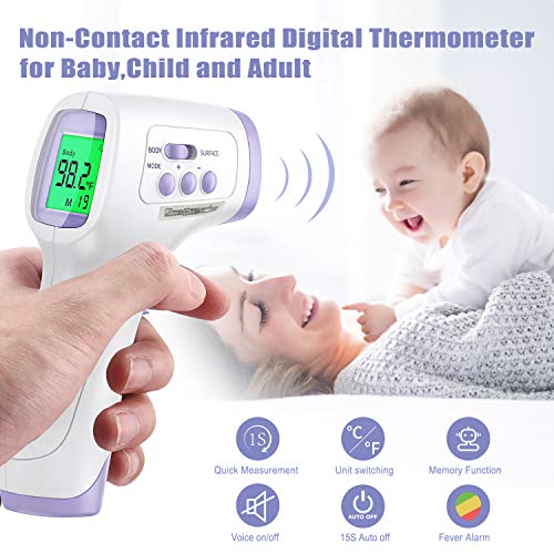Yetişkinler için Wudida Termometresi, Kızılötesi Alın Termometresi, Ateş Gövdesi için Temassız Alın Termometresi, Tüm Aile için