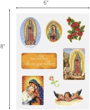 Çeşitli Katolik Çıkartma Etiket Sayfası Paketi, Our Lady of Guadalupe, Pazar Okulları için Yenilik Dini İlham Verici Çıkartmalar,