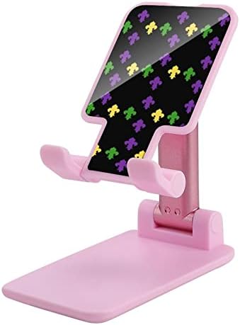 Mardi Gras Fleur De Lis Ayarlanabilir Cep telefon standı Katlanabilir Taşınabilir Tablet Tutucu Ofis Seyahat Çiftlik Evi Pembe