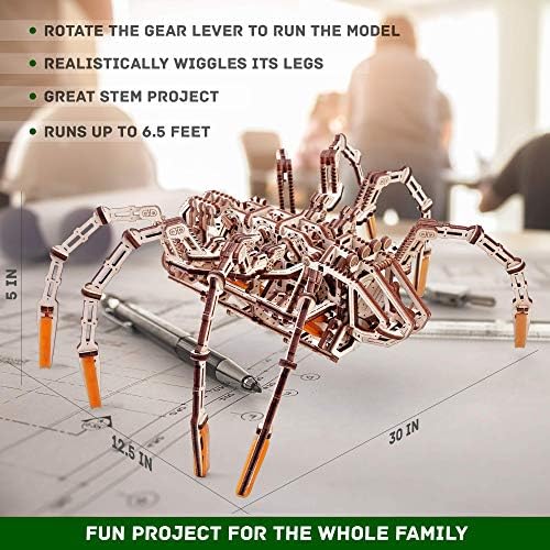 Ahşap Hüner Mekanik Örümcek 3D Ahşap Bulmaca-7 feet'e kadar çalışır-Yetişkinler ve Çocuklar için Ahşap Model Seti