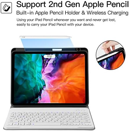 ıPad Hava 4 10.9 Klavye Kılıf 2020 - JUQITECH Akıllı Kılıf ile kablosuz Bluetooth Tablet Ayrılabilir Klavye, kalem Şarj Tutucu