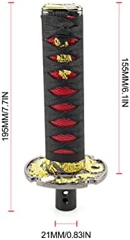 TASAN yarış Samuray Kılıcı Otomatik Vites Topuzu Evrensel ile Uyumlu Kilit / Düğme Otomatik Şanzıman Siyah + Kırmızı