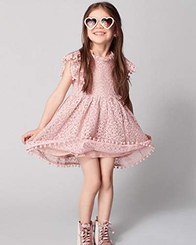 2Bunnies Kız Vintage Dantel Boho Parti Prenses Çiçek Kız Elbise