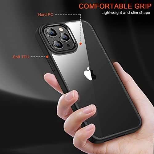 TENDLİN iPhone 13 Pro Kılıf ile Uyumlu [Anti-Sararma] Kristal Berraklığında Arka ve TPU Tampon İnce Telefon Kılıfı (Siyah)