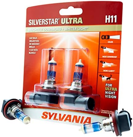 SYLVANİA-H11 SilverStar Ultra-Yüksek Performanslı Halojen far ampulü, Yüksek Işın, Düşük ışın ve Sis Yedek Ampul, beyaz ışık