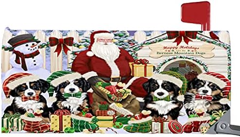 Mutlu Tatiller Noel Bernese Dağ Köpekleri Evi Toplama 6. 5x19 İnç Manyetik Posta Kutusu Kapağı Posta Kutusu Kapağı Sarar Bahçe