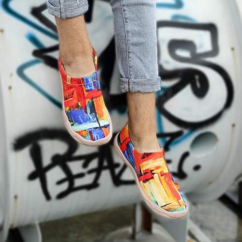UIN kadın Sneakers Casual Loafers Üzerinde Kayma Örme Sanat Boyalı Konfor Yumuşak Yürüyüş Ayakkabıları