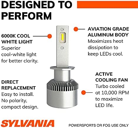 Sylvania H1 Off-Road Kullanımı veya Sis Farları için Powersport LED Far Ampulleri-2 Paket