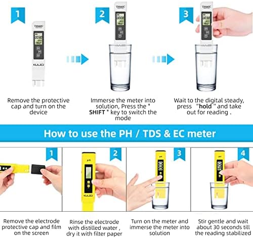 KULED PH Metre, TDS metre, Su Kalitesi Test Metre, 3 in 1 Yüksek Doğruluk Su Kalitesi Test, Hidroponik için, Akvaryumlar, içme