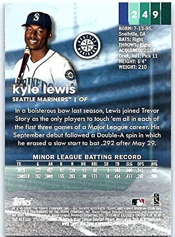 2020 Topps Stadyum Kulübü 249 Kyle Lewis RC Çaylak Seattle Mariners MLB Beyzbol Ticaret Kartı