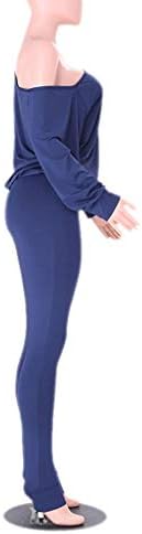 Bayan Düz Renk 2 Parça Kıyafetler Güz Tekne Boyun Kazak Üst uzun pantolon Set Eşofman Spor Eşofman