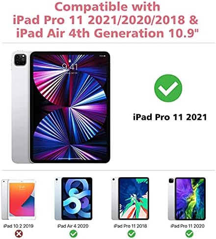 Klavye Kılıf için iPad Pro 11 inç 3rd Gen 2021, iPad Hava 4th 10.9, iPad Pro 11 2020 & 2018 ile 10 Renk Arka Işık -360° Dönebilen-İnce