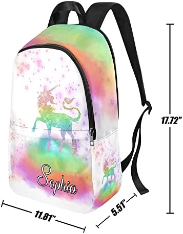 Kişiselleştirilmiş renkli tek boynuzlu at yıldız sırt çantası özel ad rahat omuz seyahat Laptop çantası