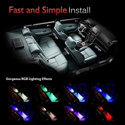 Ej's süper araba araba LED şerit ışık, 4 adet 36 LED çok renkli araba iç ışıkları altında Dash aydınlatma su geçirmez kiti ile