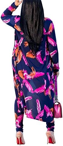 VLUNT Bayan 2 Parça Kıyafetler Çiçek Baskı Açık Ön Hırka ve Pantolon Clubwear Set