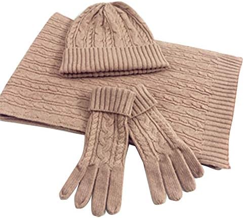 Feoya moda kış sıcak örgü 3 adet şapka eldiven ve Eşarp seti erkekler kadınlar çocuklar için