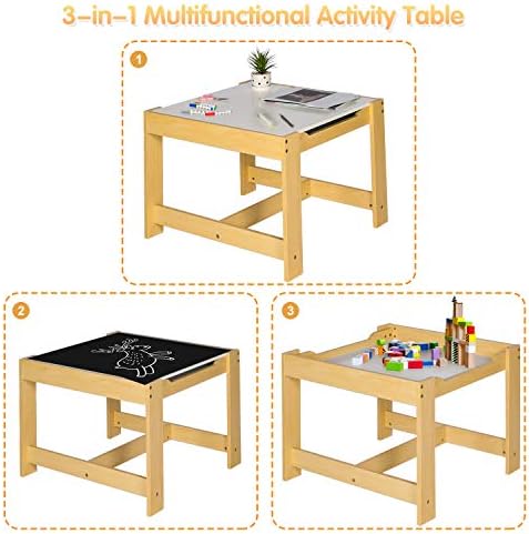 3 in 1 Çocuk Ahşap Masa ve 2 Sandalye seti Çocuklar Çok Aktivite Masa ve Sandalye ile Depolama Çocuk oyun Masası için Yapı Taşları