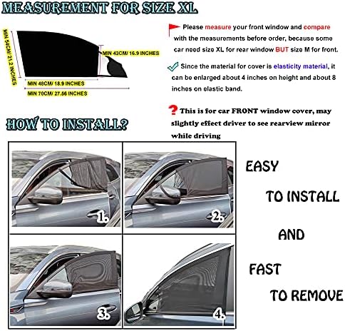 Araba Ön Pencere Güneş Gölge - 2 Paketi Nefes Örgü Araba Yan Pencere Gölge Güneşlik UV Koruma için Sürücü Aile Pet üzerinde Ön