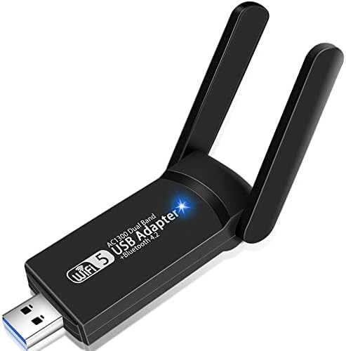USB WiFi Bluetooth Adaptörü, 1300 Mbps Dual Band 2.4 / 5 GHz Kablosuz Ağ Harici Alıcı, Mini WiFi Dongle için PC / Dizüstü / Masaüstü