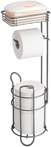 mDesign Bağımsız Metal Tel tuvalet kağıdı rulosu Tutucu Standı ve Dağıtıcı ile Depolama Raf için Cep, Cep Telefonu-Banyo Depolama