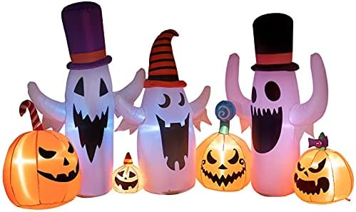 Decorlife 8 FT Uzun Cadılar Bayramı şişme, kabak ve hayalet, cadılar Bayramı açık dekorasyon ile dahili LED ışıkları, havaya