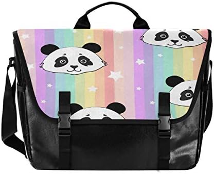 ALAZA askılı çanta 15.6 İnç, Panda Gökkuşağı Yıldız Dizüstü Evrak Çantası Su Geçirmez Satchel Çanta Crossbody Seyahat Kamp Çalışmak