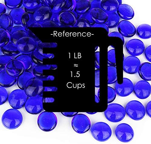 CYS EXCEL Kobalt Mavisi Cam Düz Değerli Taş Vazo Dolgu Maddeleri (1 LB, Yakl. 100 ADET) / Düz Mermer Boncuk / Dekoratif Mozaik