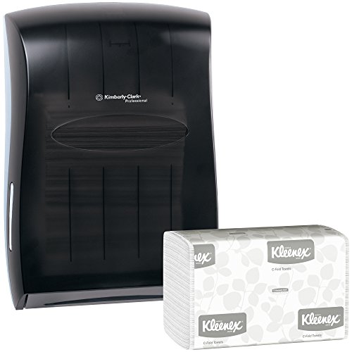 Kimberly Clark Kağıt Havlu Dispenseri (Siyah) 16 Paket 150 Kleenex C Katlı Kağıt Havlu (2,400 Havlu)