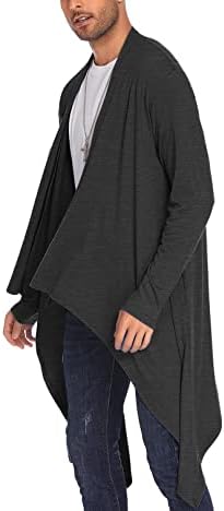 COOFANDY erkek Fırfır Şal Yaka Hırka Uzun Kollu Açık Ön Hafif Uzun Uzunluk Örtü Pelerin Palto