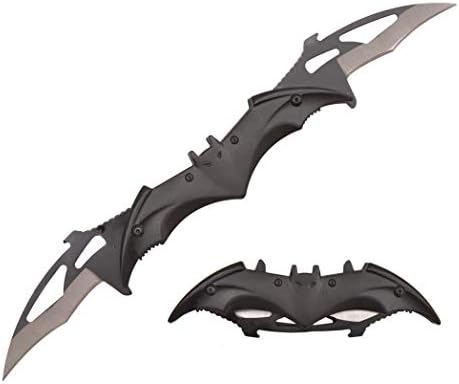 SM Group Twin Blade Bıçak-Dark Knight Pocket Katlanır Yay Destekli Çift Bıçaklı Yarasa Bıçakları Kemer Klipsli Gökkuşağı, Kırmızı,