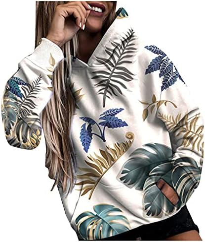 Kadın Kış Hoodie Moda Sıcak Baskı Kazak Uzun kollu Rahat yaprak Baskı Bluz Artı Boyutu Kazak Gömlek Tops