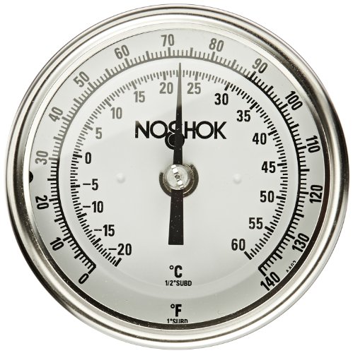 NOSHOK 300 Serisi 304 Paslanmaz Çelik Enstrüman Tipi Çift Ölçekli Bi Metal Termometre ile Ayarlanabilir Açı Dağı, 4 Kök, 1/2