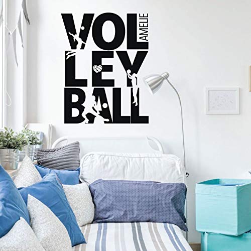 Plaj Voleybolu Duvar Çıkartması - Siluet-Kızlar veya Gençlerin Yatak Odası veya Oyun Odası için Vinil Dekor-Spor Süslemeleri