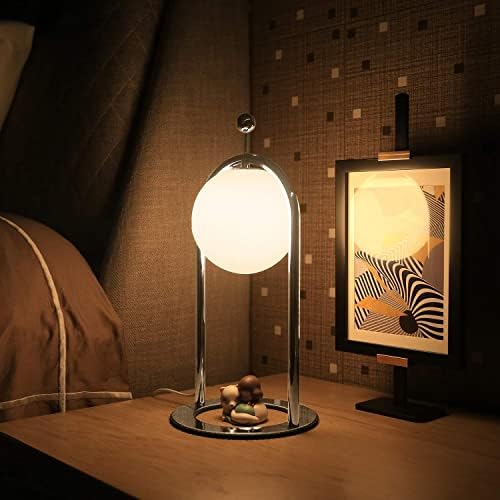 Tubıcen LED Küre Masa Lambası, 4-Way Dokunmatik Dim Yatak Odası Komidin Lambası, USB Tak Orta Yüzyıl Modern Masa Lambası, Krom