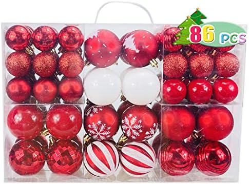 AOGU 86 Pcs Noel Topları Pembe Noel Ağacı Topu Süsler Set Kırılmaz Süslemeleri için Ağaçları Ev Parti Tatil Garlands Çelenkler