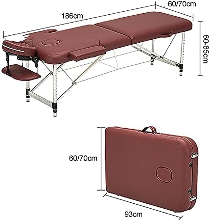 ZHIQ masaj yatağı Taşınabilir Katlanır masaj masası, 2 Katlanır Alüminyum Çerçeve Hafif Yüksekliği Ayarlanabilir Salon Spa Masası