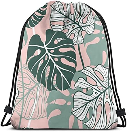 Tropikal Palmiye Yaprakları İpli Çanta Jimnastik Çamaşır Torbası İpli sırt çantası Yıkanabilir Spor Salonu Sackpack