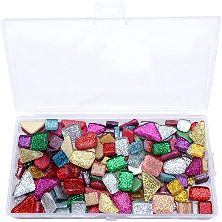 ARTCXC 200g 1-2 cm Karışık Renkler Küçük Cam Glitter Mozaik Fayans, kare ve Üçgen Glitter Kristal Mozaik Fayans Ev Dekorasyon